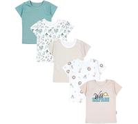 TupTam Camiseta Manga Corta para Bebé, Pack de 5, Animal Safari Hojas Salvia Beige Rayas, 86