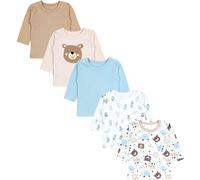 TupTam Camiseta Manga Larga para Bebé Niño, Pack de 5, El Oso Deja el Iceberg Beige, 80
