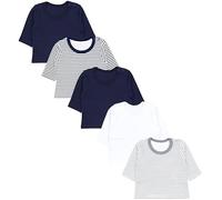 TupTam Camiseta Manga Larga para Bebé Niño, Paquete de 5, Azul Gris Rayas Uni Mix, 98