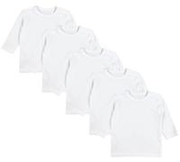 TupTam Camiseta Manga Larga para Bebé Niño, Paquete de 5, Blanco, 50