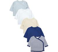TupTam Camiseta Manga Larga para Bebé Niño, Paquetes de 5, Rayas Azules, Grises y Beige, 62