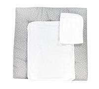 TupTam Colchón para Cambiador con 2 Cubiertas de Rizo Bebé, Estrellas Blanco/Gris, 75 x 85 cm