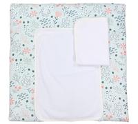 TupTam Colchón para Cambiador con 2 Cubiertas de Rizo Bebé, Flores, 76 x 76 cm