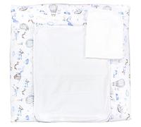 TupTam Colchón para Cambiador con 2 Cubiertas de Rizo Bebé, Globo de aire Azul, 75 x 85 cm