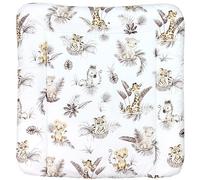 TupTam Colchón para Cambiador para Bebés Niños y Niñas, León/hojas/beige, 70 x 60 cm