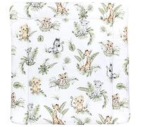 TupTam Colchón para Cambiador para Bebés Niños y Niñas, Safari/León/Marrón/Hojas/Verde, 70 x 60 cm
