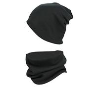 TupTam Conjunto de Gorro y Bufanda - Suave y Cálido Set de Accesorios de Invierno para Niños, Tejido Acanalado/Negro, 52-56