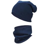 TupTam Conjunto de Gorro y Bufanda - Suave y Cálido Set de Accesorios de Invierno para Niños, Tejido Acanalado/Azul oscuro, 52-56