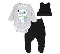 TupTam Conjunto de Ropa Bebé Body, Polaina, Gorra, Panda Gris/Negro, 68