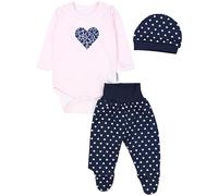 TupTam Conjunto de Ropa Bebés Body y Pantalones y Gorra, Corazones Rosa Gris Oscuro, 62
