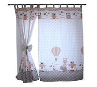 TupTam Cortinas con Trabillas para Habitación Infantil 2, Buhos 2 Beige, c. 155x95 cm