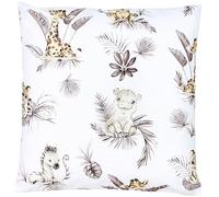 TupTam Funda para Cojin con Diseño Decorativo para Niños, León/Hojas/Beige, 60 x 60 cm