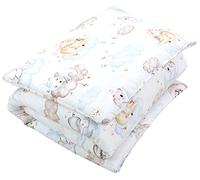 TupTam Juego de Edredón Infantil con Dibujos para Toda la Temporada Nórdica Almohada Plana 2pcs., Animales en Las Nubes, 135x100 cm