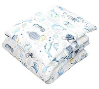TupTam Juego de Edredón Infantil con Dibujos para Toda la Temporada Nórdica Almohada Plana 2pcs., Animales Marinos/Azul, 135x100 cm