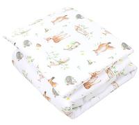TupTam Juego de Edredón Infantil con Dibujos para Toda la Temporada Nórdica Almohada Plana 2pcs., Animales del Bosque Marrón Beige Zorro, 135x100 cm