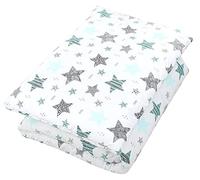 TupTam Juego de Edredón Infantil con Dibujos para Toda la Temporada Nórdica Almohada Plana 2pcs., Estrellas Menta Verde/Negro, 135x100 cm