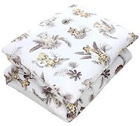TupTam Juego de Edredón Infantil con Dibujos para Toda la Temporada Nórdica Almohada Plana 2pcs., León/Hojas/Beige, 135x100 cm