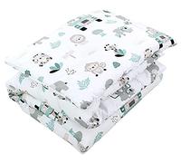 TupTam Juego de Edredón Infantil con Dibujos para Toda la Temporada Nórdica Almohada Plana 2pcs., Zoo Verde, 135x100 cm