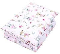 TupTam Juego de Edredón Infantil con Dibujos para Toda la Temporada Nórdica Almohada Plana 2pcs., Zorro/Conejo/Rosa, 135x100 cm