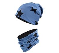 TupTam Juego de Gorro y Bufanda Circular para Niños, Stars Black/Jeans, 50-52