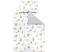 TupTam Juego de Ropa de Cama para Niños, de 2 Piezas., Animales del Bosque/Erizo/Ciervo/Zorro/Conejo/Beige, 120x90 cm