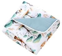 TupTam Manta de juegos bebé 120x120 cm - Acolchada, suave, algodón, Animales de la selva Blancos/Verdes/Beige