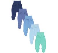 TupTam Pantalón con Pies de Bebé NIños NIña Pack de 5, Azul Oscuro Jeans Azul Menta Verde, 62