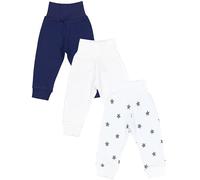 TupTam Pantalones Bebé Niño 3 Unidades - Pantalón Algodón Bebé Cómodo, Certificado Oeko-Tex, Estrellas Azules y Blancas, 56