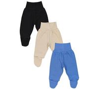 TupTam Pantalones Bebé Niño con Pies 3 Unidades - Polainas Bebé Algodón Cómodos y Suaves, Azul Marino Beige, 68