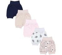 TupTam Pantalones Cortos de Bebé para Niñas Paquete de 5 Unidades, Erizos Rosa empolvado Azul Marino Beige, 98/104