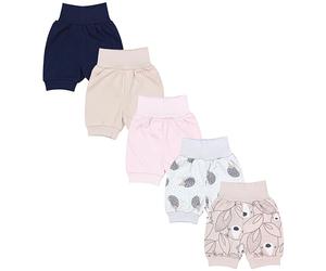 TupTam Pantalones Cortos de Bebé para Niñas Paquete de 5 Unidades, Erizos Rosa empolvado Azul Marino Beige, 86/92