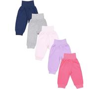 TupTam Pantalones de Chándal para Bebés Paquete de 5, Morado/Rosa/Azul Oscuro/Gris Moteado, 74