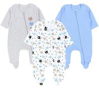 TupTam Pijama Bebé para Dormir de Niño Niña Peleles con Pies Cremallera Pack de 3, Osos Azul Claro Beige Gris, 86