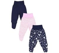 TupTam Polaina de Bebé para Niñas, Pack de 3, Corazones Azules, Rayas Rosas, 86