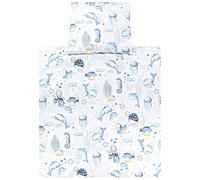 TupTam Ropa de Cama para Cuna de Bebe 4 Piezas, Animales Marinos/Azul, 80x80 cm