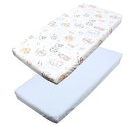 TupTam Sábana Ajustable para Cuna Bebé 2 Pack, Animales en Las Nubes/Azul, 70 x 140 cm