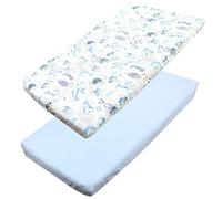 TupTam Sábana Ajustable para Cuna Bebé 2 Pack, Animales Marinos/Azul, 70 x 140 cm