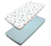 TupTam Sábana Ajustable para Cuna Bebé 2 Pack, Zorros en el avión/Verde, 70 x 140 cm