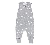 TupTam Saco de Dormir Bebé con Piernas - Saco Bebé Dormir Verano 0.5 TOG, Algodón OEKO-TEX, Blanco Estrellas/Gris, 80-86