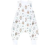 TupTam Saco de Dormir Bebé con Piernas - Saco Bebé Dormir Verano 0.5 TOG, Algodón OEKO-TEX, Búho beige azul pastel, 80-86