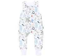 TupTam Saco de Dormir Bebé con Piernas - Saco de Dormir Niños 2.5 TOG para Todo el Año, Algodón OEKO-TEX, Animales de invierno azul beige alce pingüino foca, 116-122