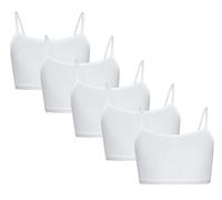 TupTam Sujetador para Niña Top Tirantes Estrechos Pack de 5, Blanco, 158-164