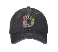 TUQIAAM Gorra de béisbol Sprunki Classic Alphabet Denim Desgastado Dibujos Animados Desgastados A-Z 26 Letras Tocado Hombres Mujeres Sombrero Ajustable al Aire Libre