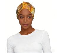 Turbante con estampado de palmeras tropicales y puesta de sol para mujer, moderno y elástico, de poliéster, para dormir, para quimioterapia, regalo