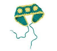 Turbante de ganchillo con patrón de flores, bufanda elástica para el pelo, para mujer, accesorio para el cabello con foto de moda