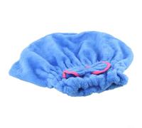 Turbante de microfibra absorbente para el cabello para mujer con botón y bucle, terciopelo coral suave que mantiene el cabello seco rápidamente (azul)