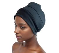 Turbante negro para mujer, transpirable, debajo de la bufanda, turbante africano, debajo de la bufanda, pañuelo para debajo de la bufanda, gorro, Negro, Talla única