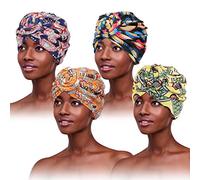 Turbantes de 4 Piezas para Mujer, Turbante Suave con Nudo Preatado, Gorro, Gorro, Urdimbres para el Cabello, Turbante Plisado, Envoltura para la Cabeza para Mujer, Gorro para Dormir de Quimioterapia