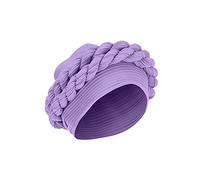 Turbantes para Señoras Turbante de Tela para Mujer Trenzado Estampado Gorro Trenzado Base Musulmana Sombrero de Moda Sombrero para Dormir Gorro Invierno Mujer Bonito (Purple, One Size)