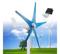 Turbina eólica, 12000 W CC 12 V/24 V/48 V, generador con kit de 5 aspas, turbina eólica con controlador híbrido solar y eólico, generador de molino de viento para complementar la energía de los hogare
